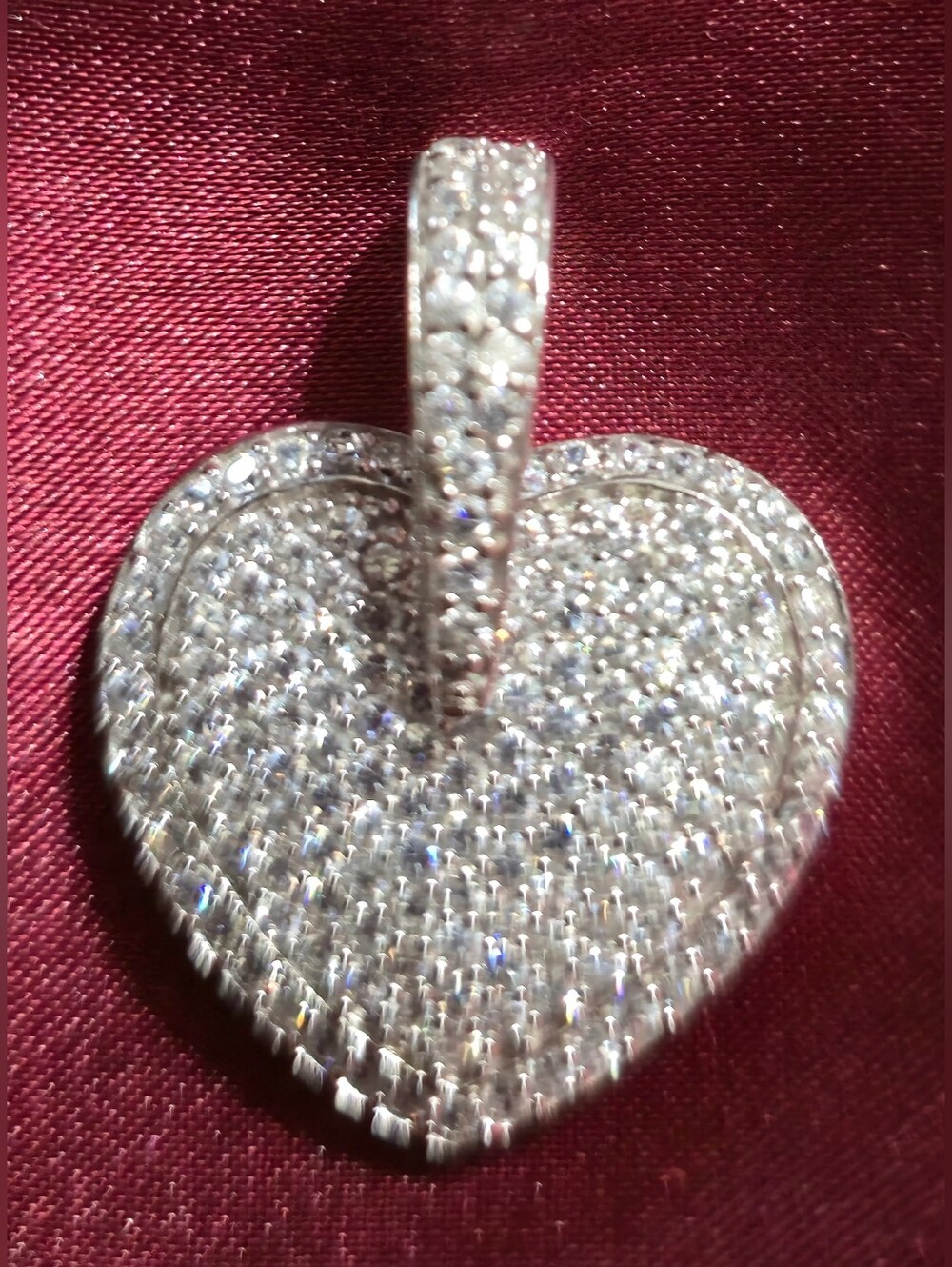Silver Diamond Pave  Heart Pendant